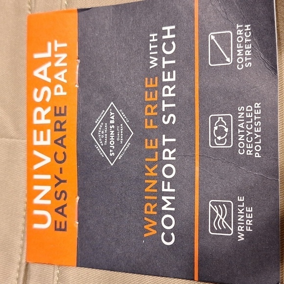 F mens St John's Bay easy care flat front casual khaki pants size 44X32. NWT - Picture 6 of 7
